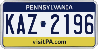 PA license plate KAZ2196