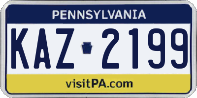 PA license plate KAZ2199
