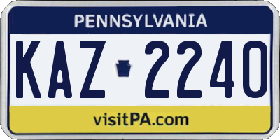 PA license plate KAZ2240