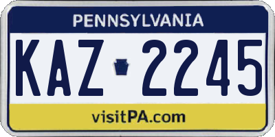 PA license plate KAZ2245