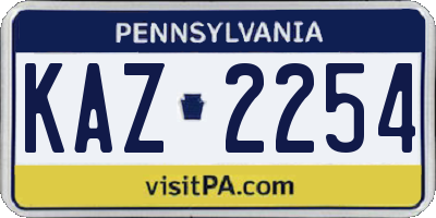 PA license plate KAZ2254