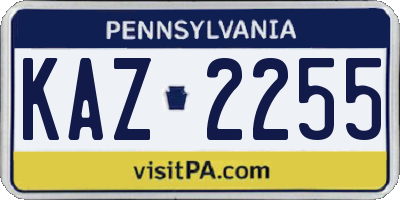 PA license plate KAZ2255