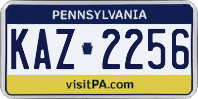 PA license plate KAZ2256