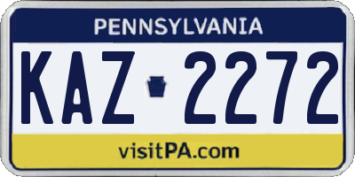 PA license plate KAZ2272