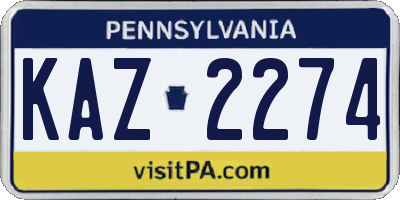 PA license plate KAZ2274