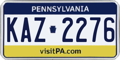 PA license plate KAZ2276