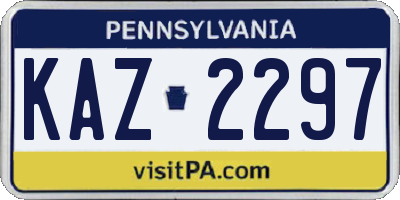 PA license plate KAZ2297