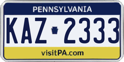 PA license plate KAZ2333