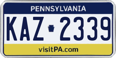 PA license plate KAZ2339