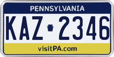 PA license plate KAZ2346