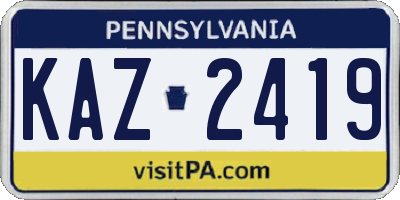 PA license plate KAZ2419