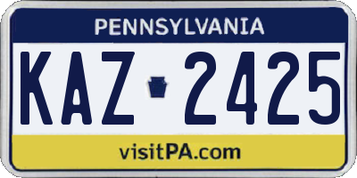 PA license plate KAZ2425