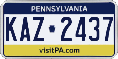 PA license plate KAZ2437
