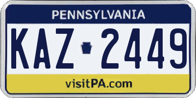 PA license plate KAZ2449