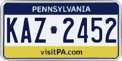 PA license plate KAZ2452