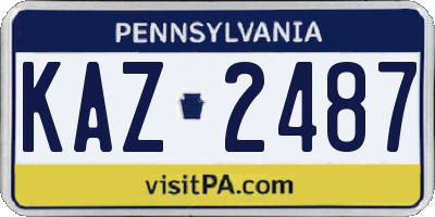 PA license plate KAZ2487