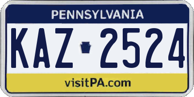 PA license plate KAZ2524