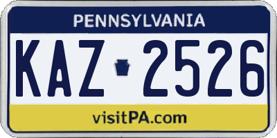 PA license plate KAZ2526