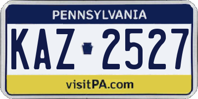PA license plate KAZ2527
