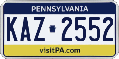 PA license plate KAZ2552