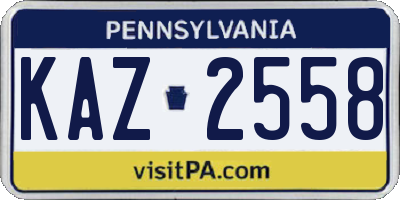 PA license plate KAZ2558