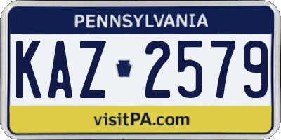 PA license plate KAZ2579