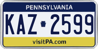 PA license plate KAZ2599