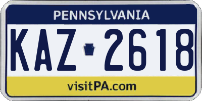 PA license plate KAZ2618