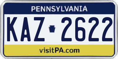 PA license plate KAZ2622
