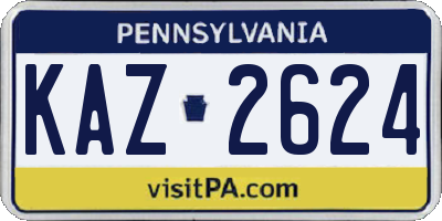 PA license plate KAZ2624