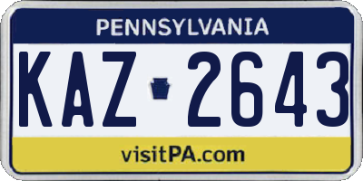 PA license plate KAZ2643