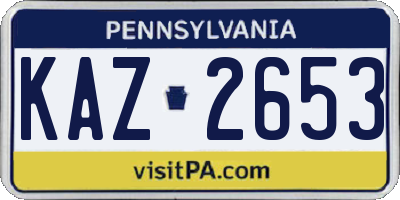 PA license plate KAZ2653