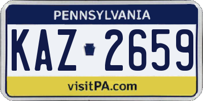PA license plate KAZ2659