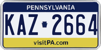 PA license plate KAZ2664