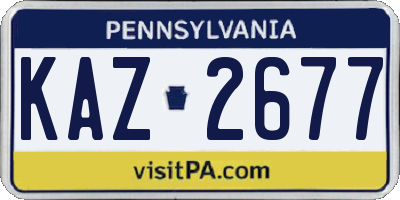 PA license plate KAZ2677
