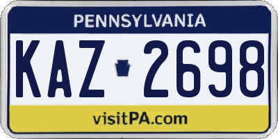 PA license plate KAZ2698