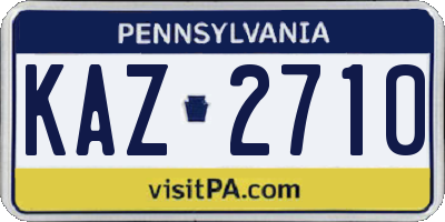 PA license plate KAZ2710