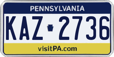 PA license plate KAZ2736