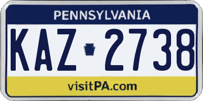 PA license plate KAZ2738