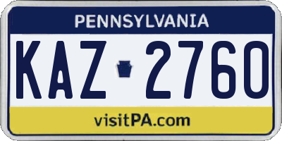 PA license plate KAZ2760
