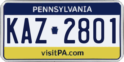 PA license plate KAZ2801