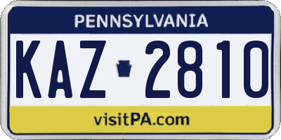 PA license plate KAZ2810