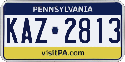 PA license plate KAZ2813