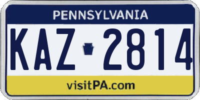 PA license plate KAZ2814