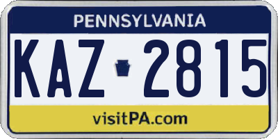 PA license plate KAZ2815