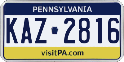 PA license plate KAZ2816