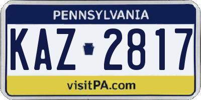 PA license plate KAZ2817
