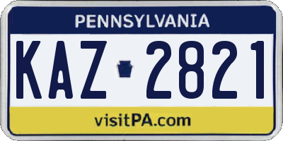 PA license plate KAZ2821