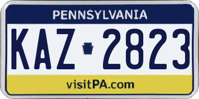 PA license plate KAZ2823