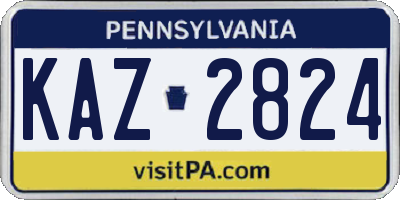PA license plate KAZ2824